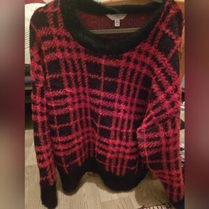 Time and Tru Red and Black Plaid Sweater